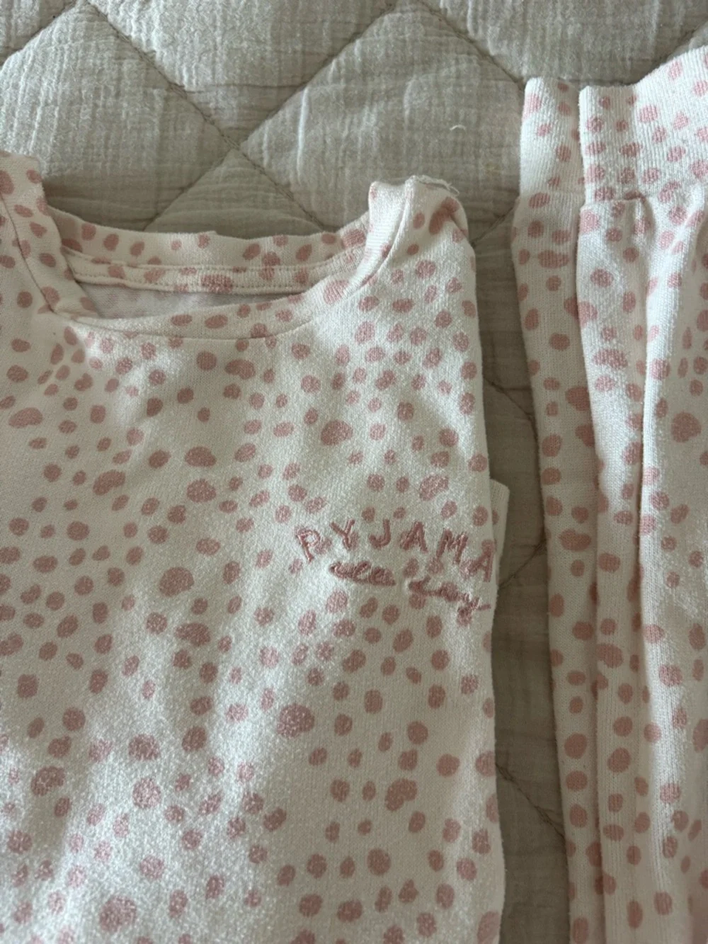 Girls' Light Pink Dot Pajama Set - Cozy Cotton Blend